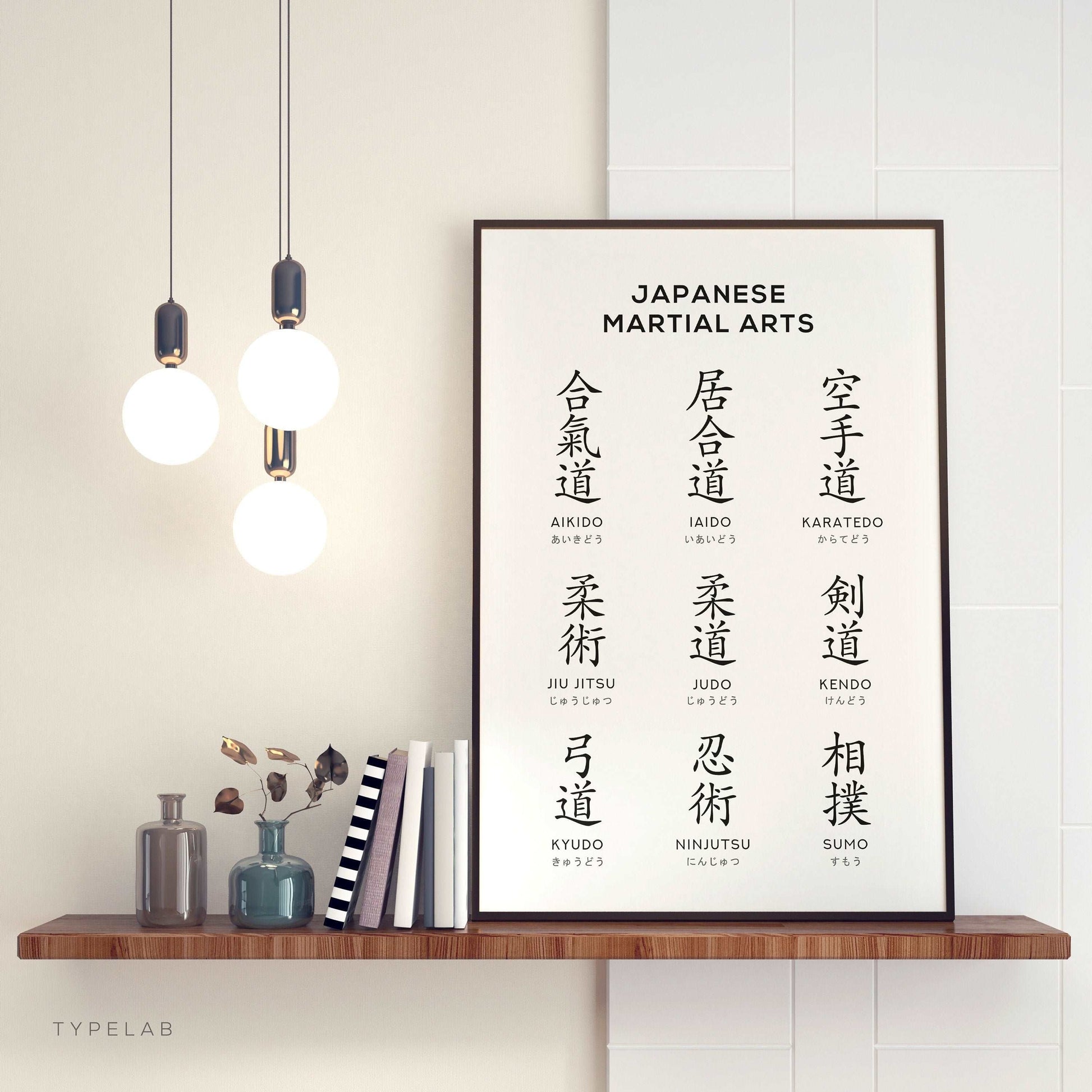 Japanese Kanji Martial Arts Print Typelab