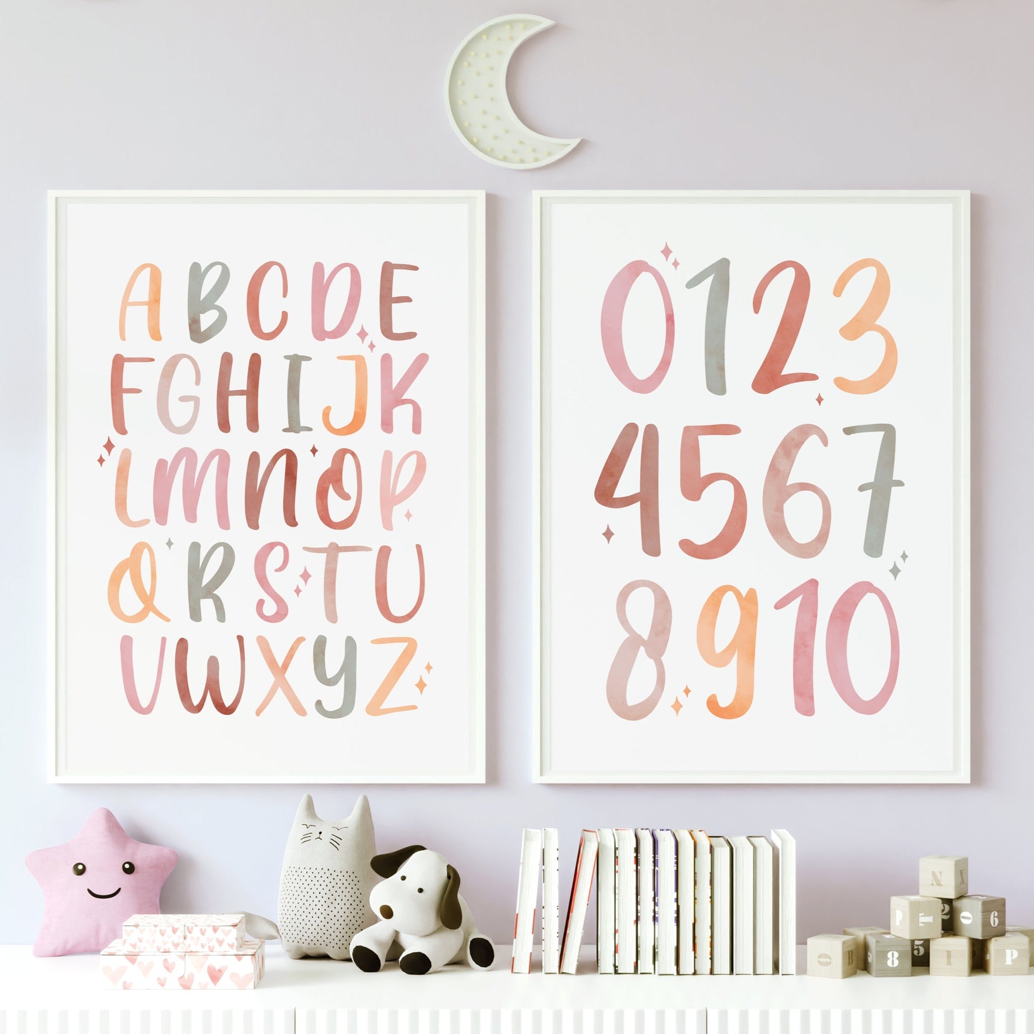 Abc Printable Numbers Neutral Kids Alphabet and Number Print Set x2 | Nursery Wall Art – Typelab