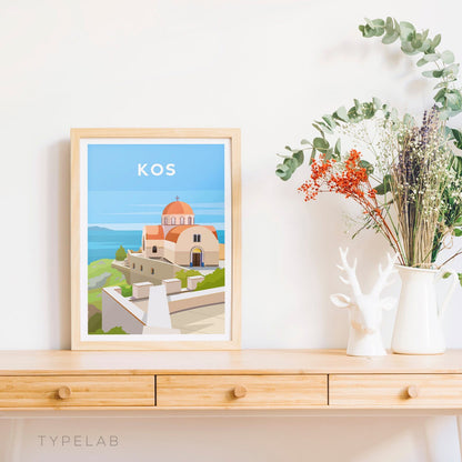 Kos Greece Print, Greek Travel Wall Art Typelab