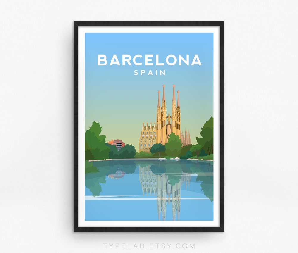 La Sagrada Familia, Barcelona Spain Travel Print Typelab