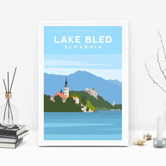 Lake Bled Print, Slovenia Travel Wall Art Typelab