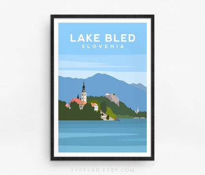 Lake Bled Print, Slovenia Travel Wall Art Typelab