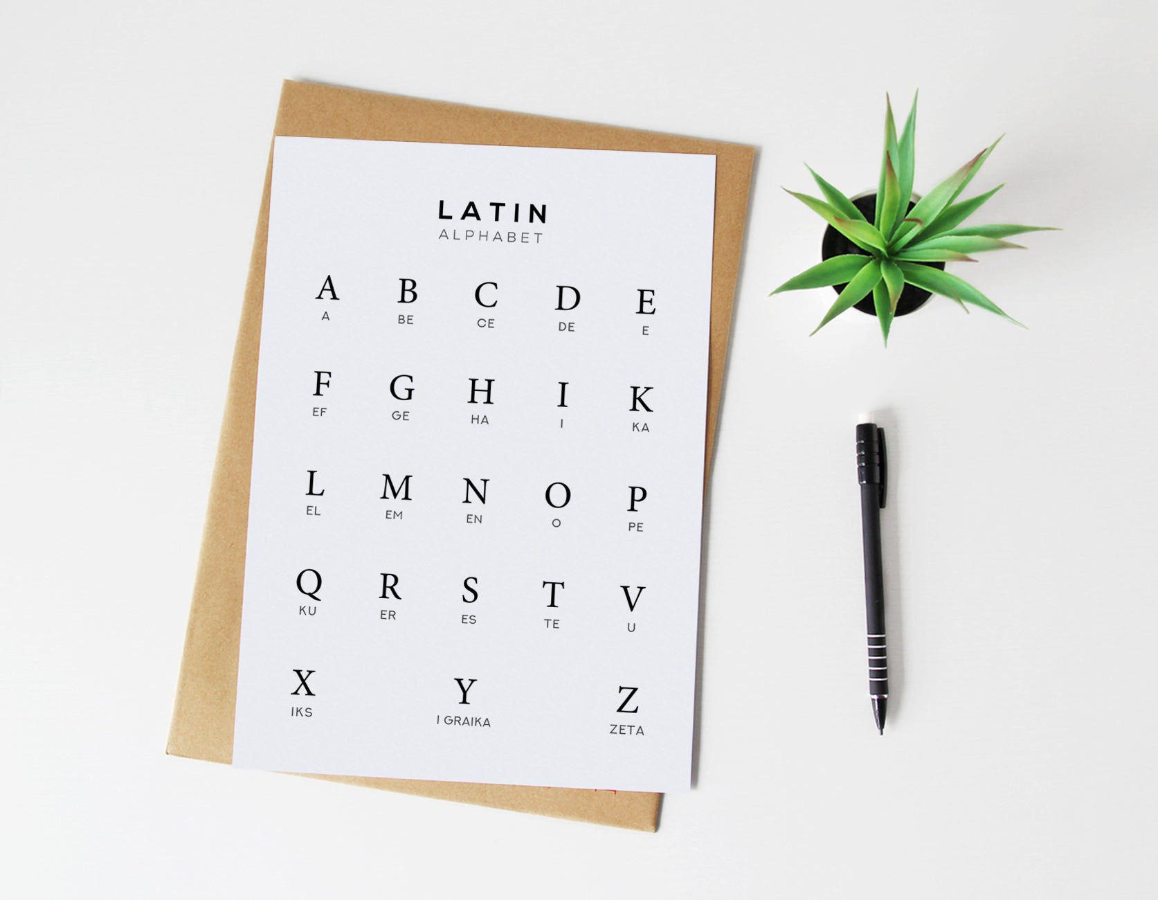 Classical Latin Alphabet Print, Language Learning Wall Art Typelab