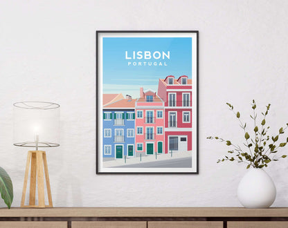 Lisbon Tiled Houses, Portugal Wall Art Typelab