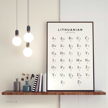 Lithuanian Alphabet Print, Language Learning Wall Art Typelab