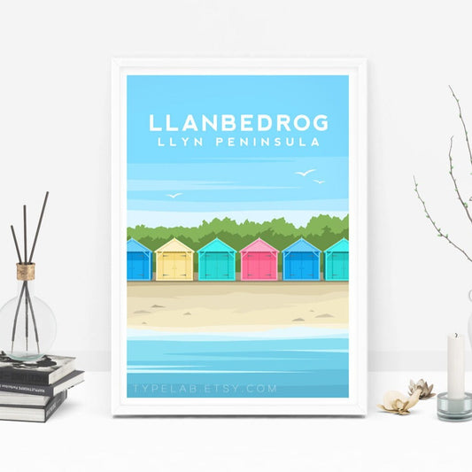 Llanbedrog, Llyn Peninsula Wales Travel Print Typelab