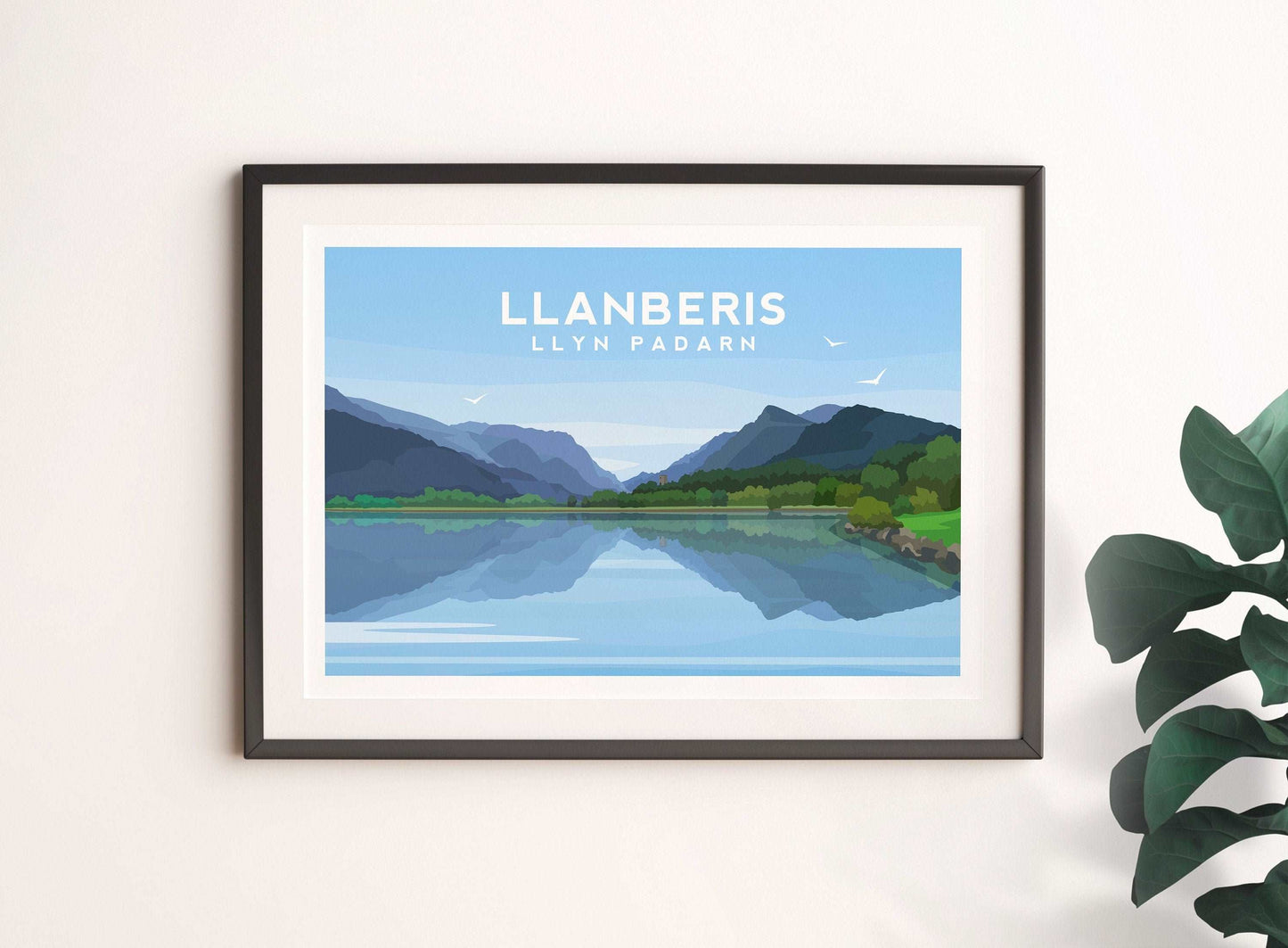 Llanberis Print, Llyn Padarn Wales Travel Wall Art Typelab