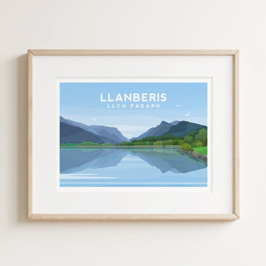 Llanberis Print, Llyn Padarn Wales Travel Wall Art Typelab