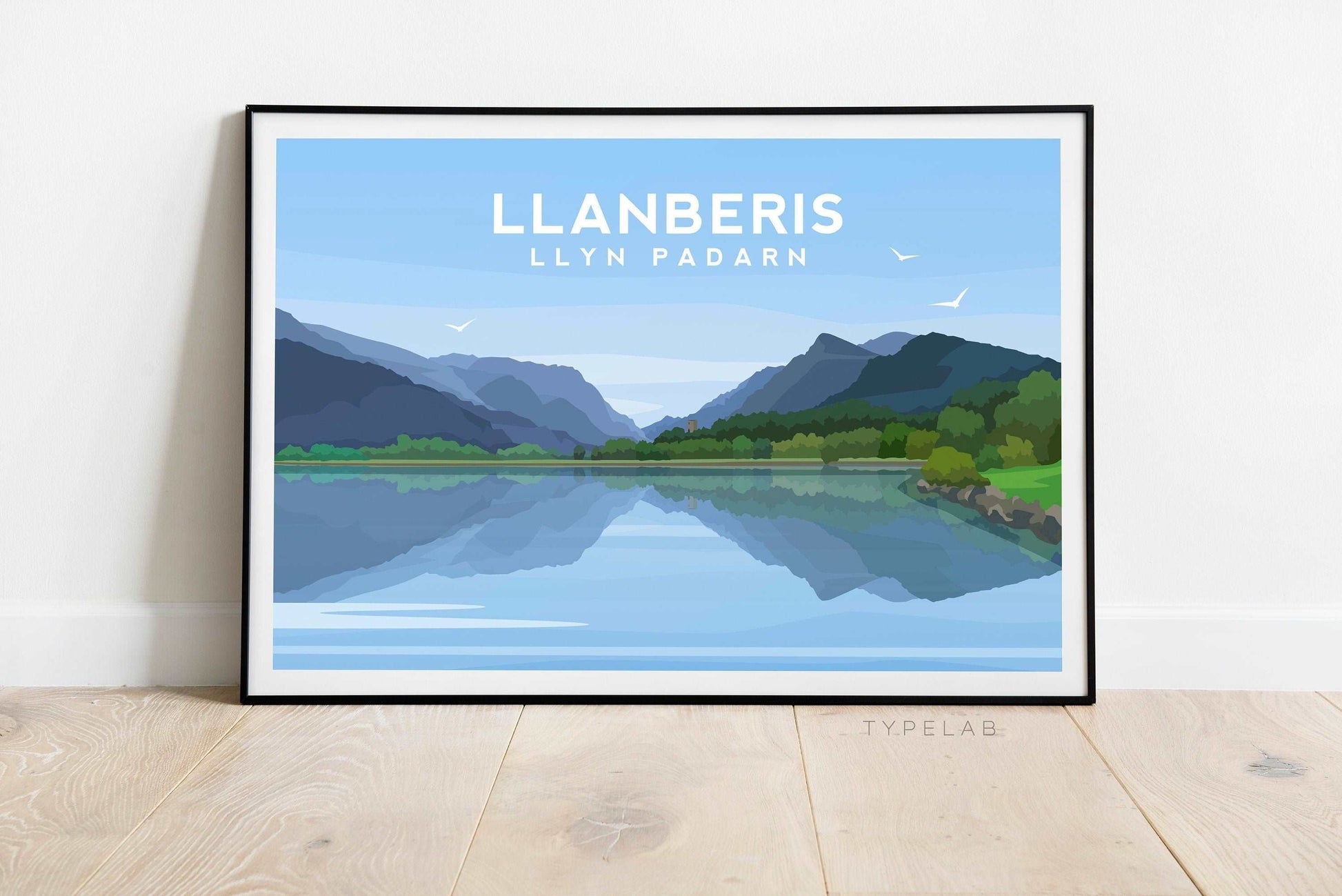 Llanberis Print, Llyn Padarn Wales Travel Wall Art Typelab