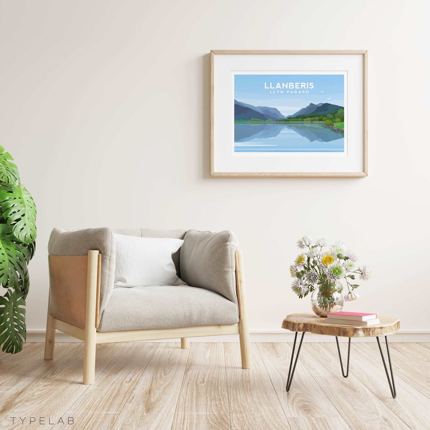 Llanberis Print, Llyn Padarn Wales Travel Wall Art Typelab