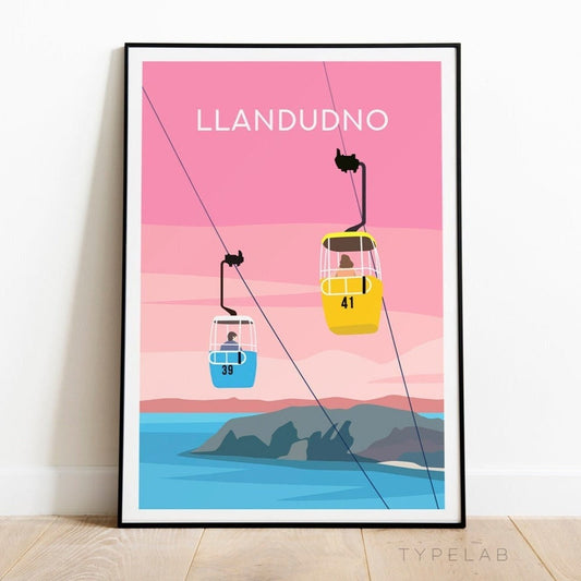Llandudno, Conwy Wales Pink Travel Print Typelab