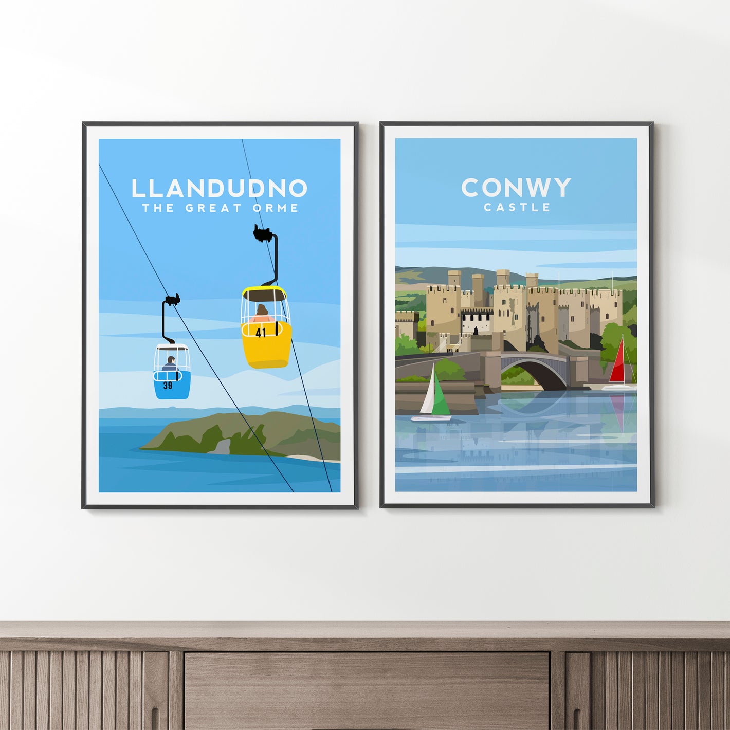 Conwy and Llandudno Wales Print Set of 2