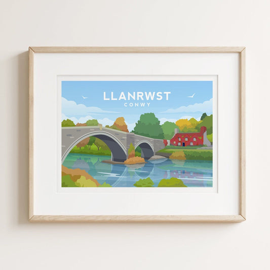 Llanrwst, Conwy Wales Landscape Print Typelab
