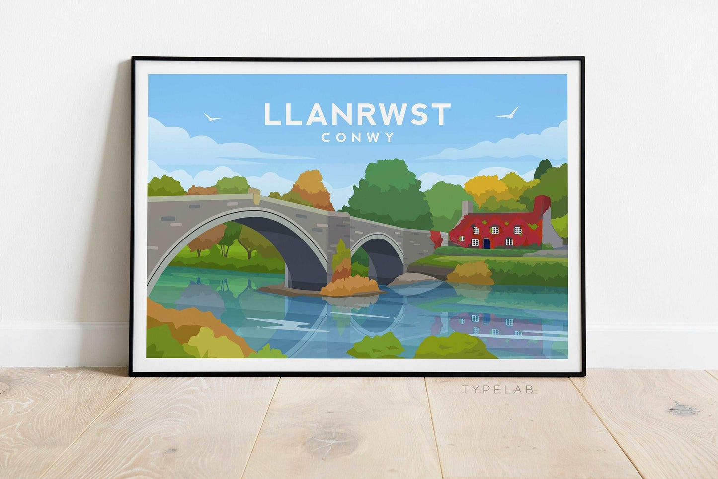 Llanrwst, Conwy Wales Landscape Print Typelab