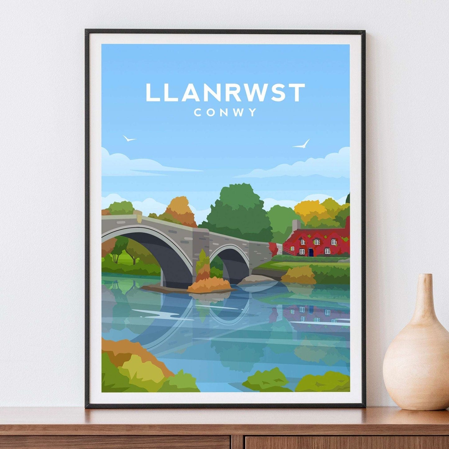 Llanrwst, Conwy Wales Travel Print Typelab