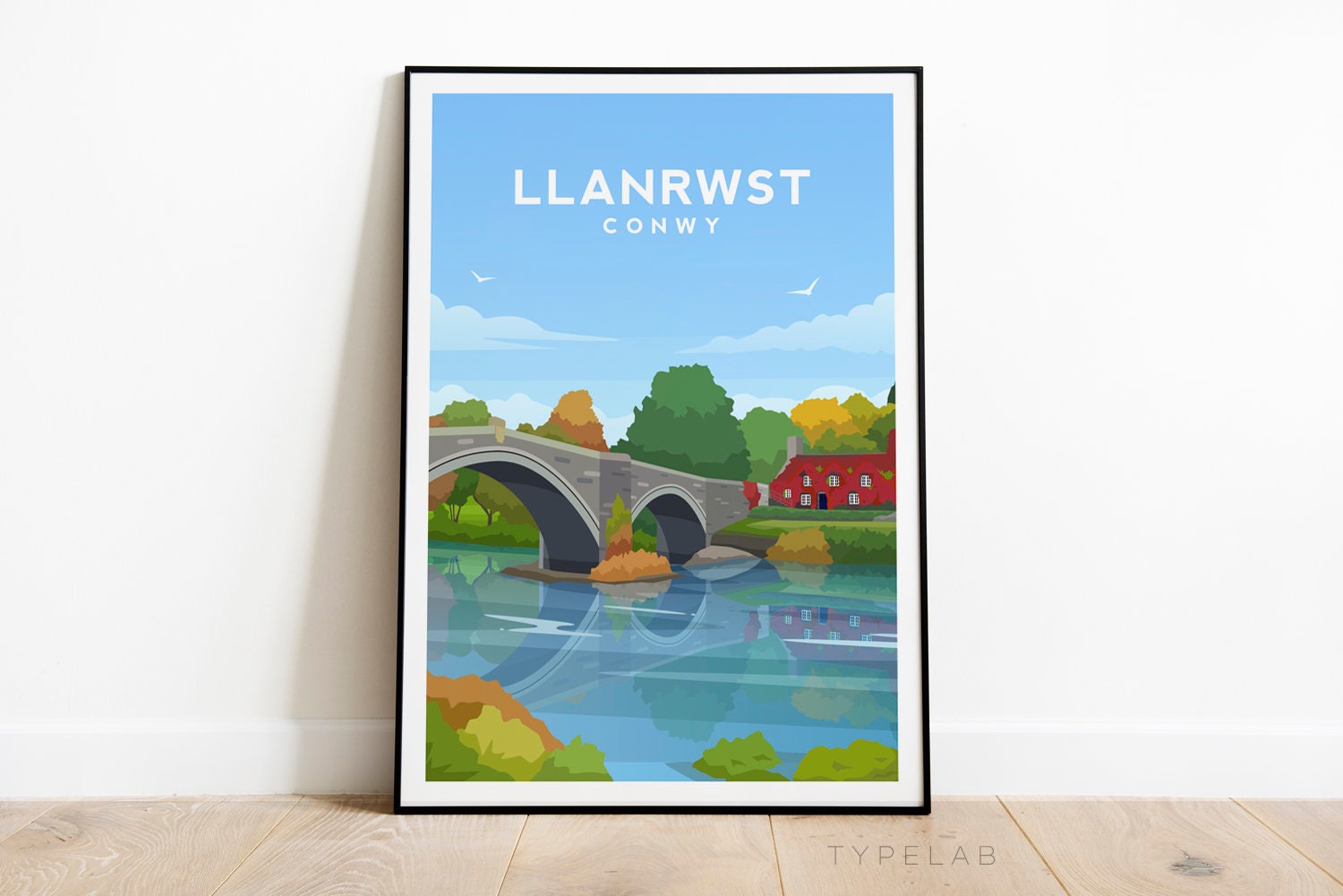 Llanrwst, Conwy Wales Travel Print Typelab