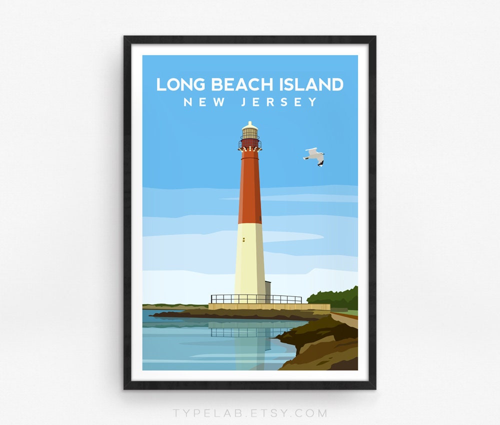 Long Beach Island Print, New Jersey Travel Print Typelab