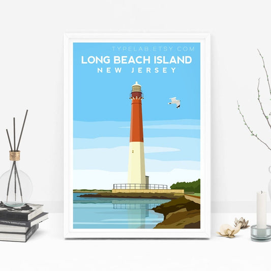 Long Beach Island Print, New Jersey Travel Print Typelab