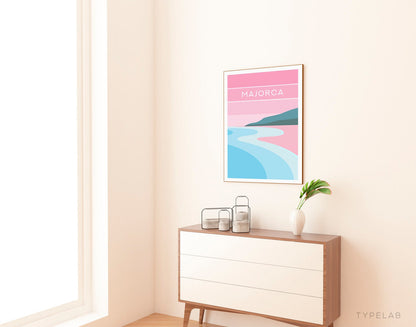 Majorca, Spain Minimalist Travel Print Typelab