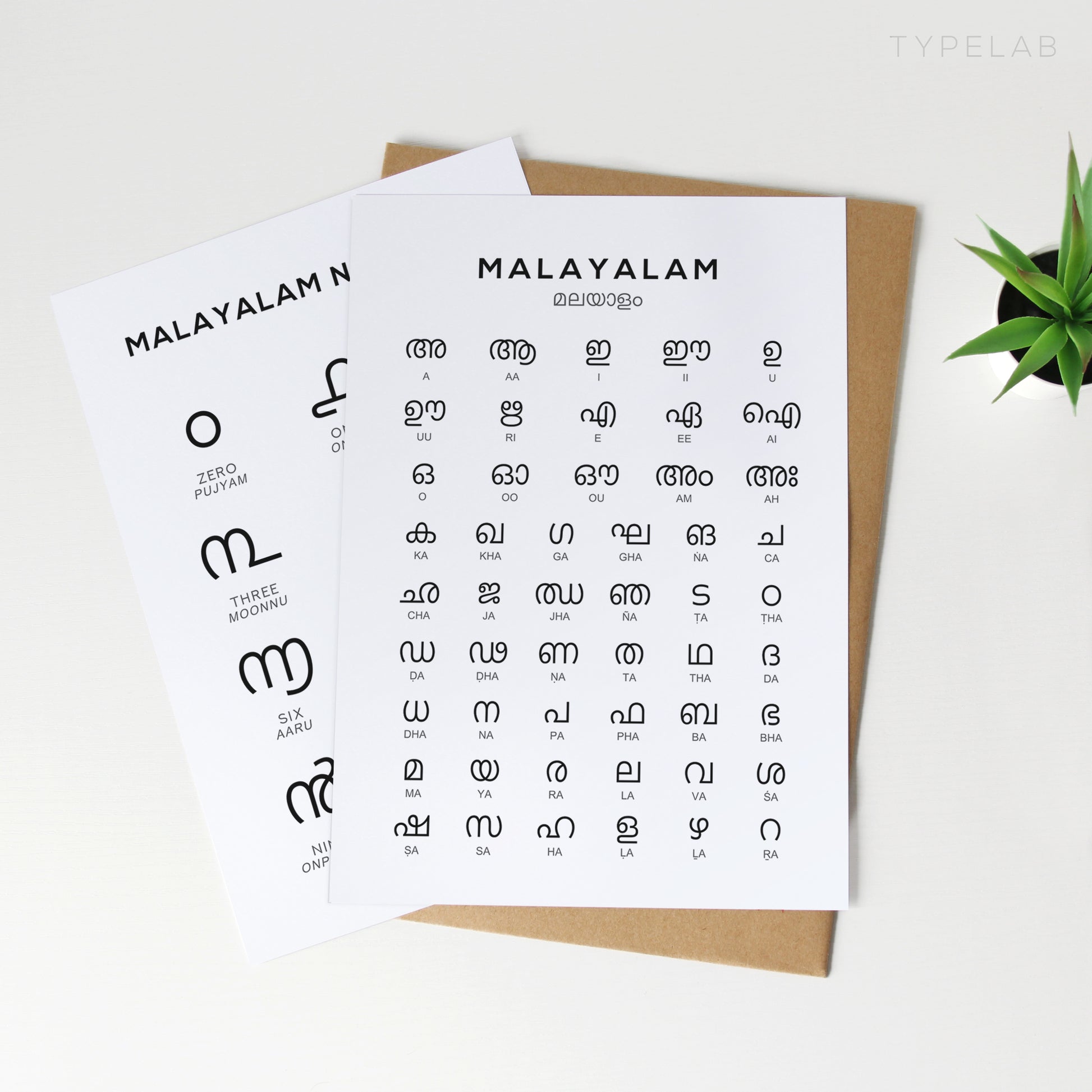 Malayalam Alphabet and Number Print Set of 2 | Language Wall Art