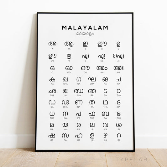 Malayalam Alphabet Print | India Language Learning Wall Art