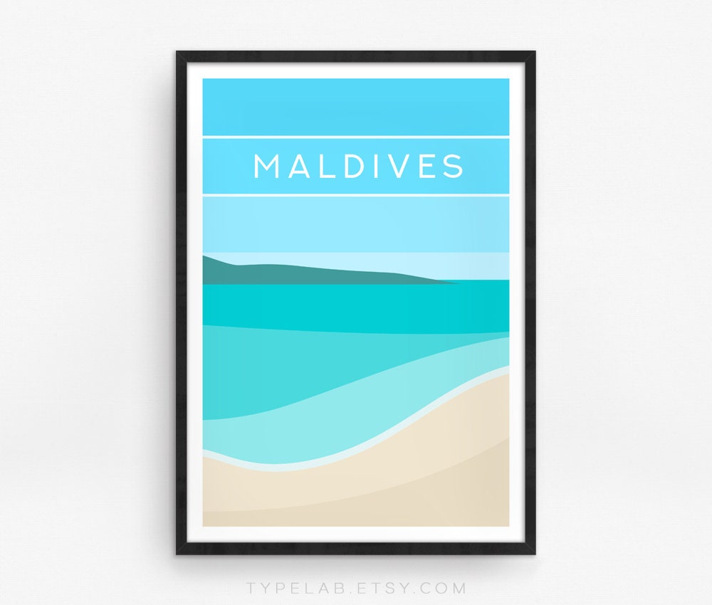 Maldives Minimalist Travel Print Typelab