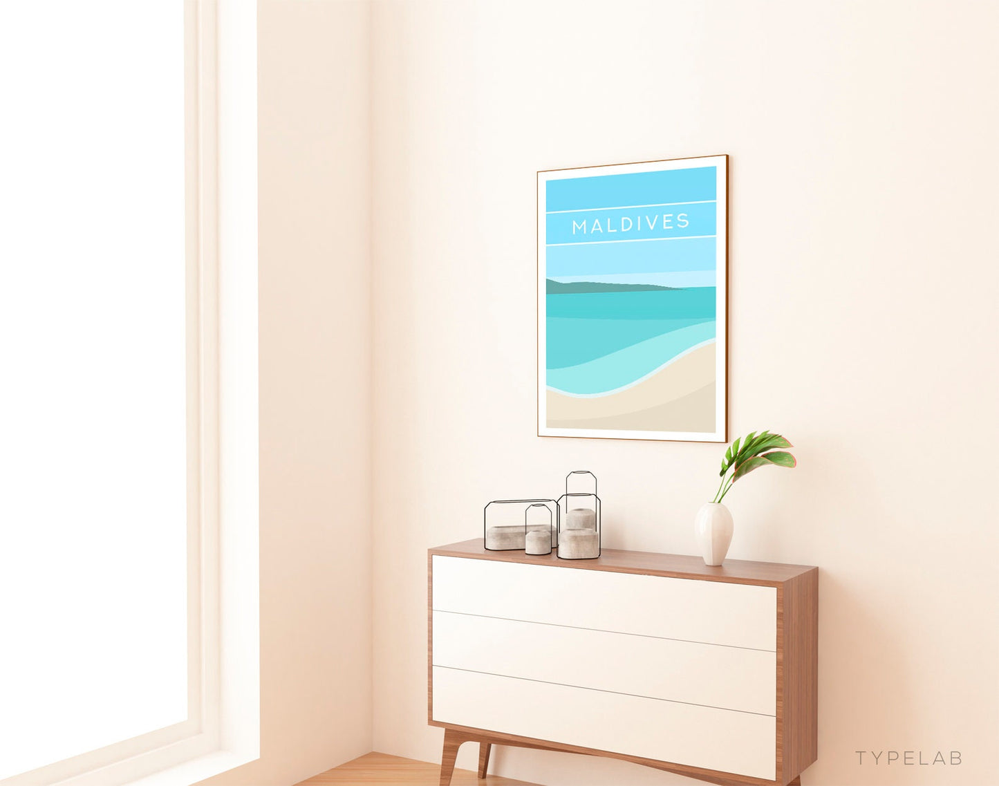 Maldives Minimalist Travel Print Typelab