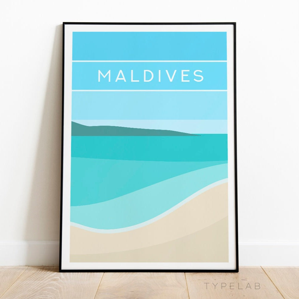 Maldives Minimalist Travel Print Typelab