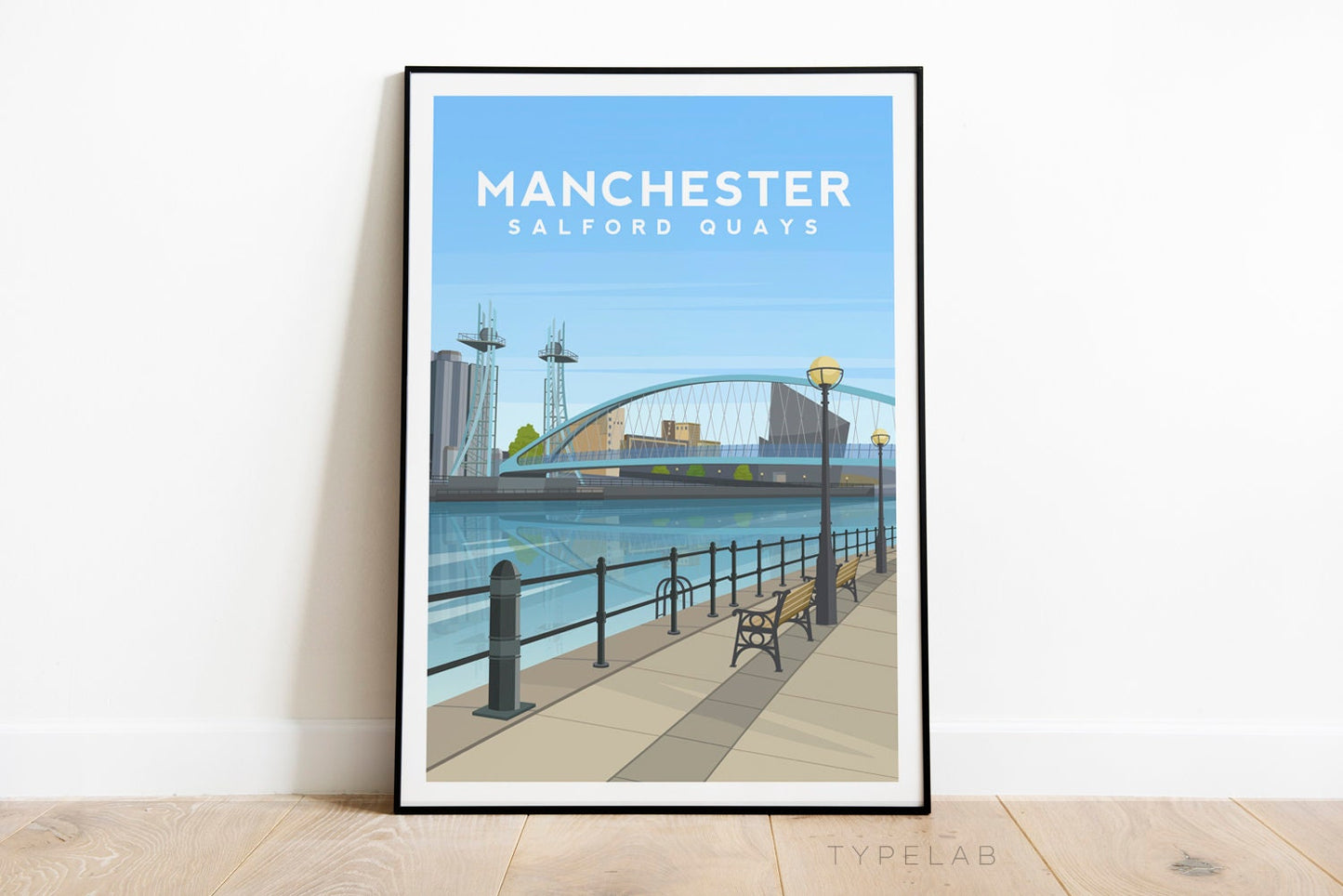 Manchester Salford Quays, England Travel Print Typelab