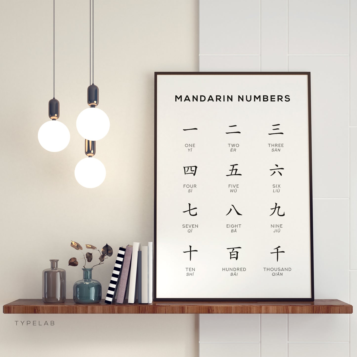 Mandarin Number Chart - Chinese Language Wall Art by Typelab