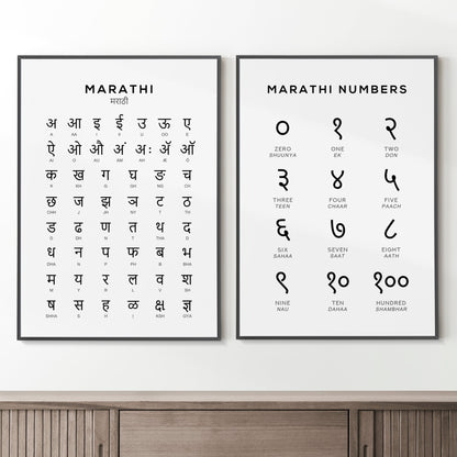 Marathi Alphabet and Number Print Set of 2 - Typelab