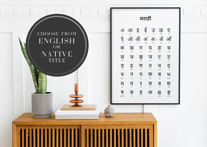 Marathi Alphabet Print - Language Learning Wall Art by Typelab