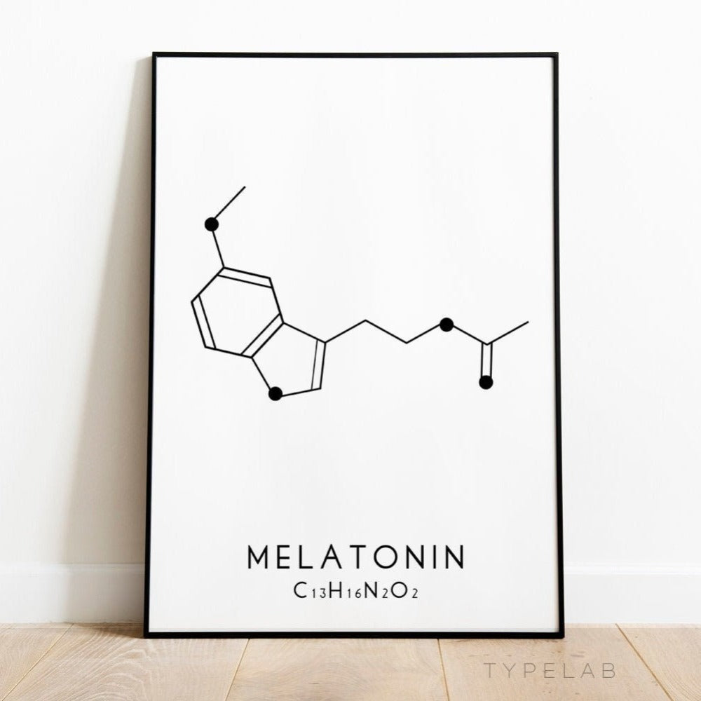 Melatonin Molecular Structure Print - Black and White Typelab