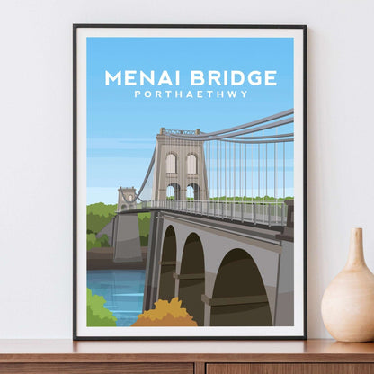 Menai Bridge, Anglesey Wales Travel Print Typelab