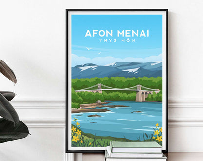 Menai Straits, Anglesey Wales Travel Print Typelab