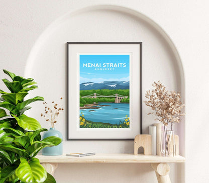 Menai Straits, Anglesey Wales Travel Print Typelab