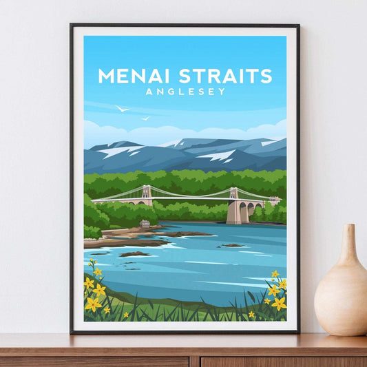 Menai Straits, Anglesey Wales Travel Print Typelab