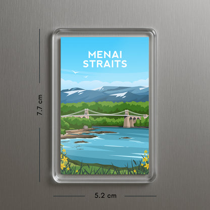 Menai Straits Acrylic Fridge Magnet | Anglesey Wales Travel Magnet