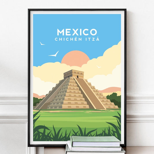 Mexico, Chichen Itza Travel Print Typelab