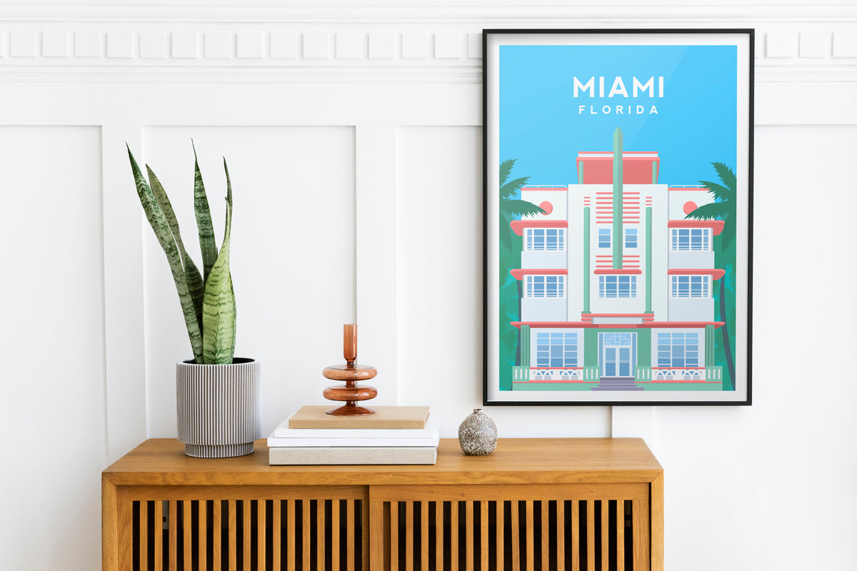 Miami, Florida Art Deco Travel Print Typelab