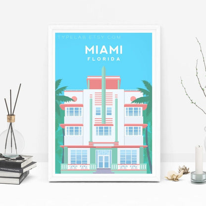 Miami, Florida Art Deco Travel Print Typelab