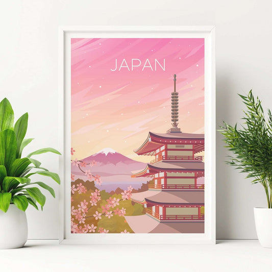 Mount Fuji, Japan Pink Sunset Print Typelab