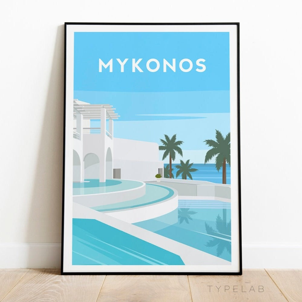 Mykonos, Greece Travel Print Typelab