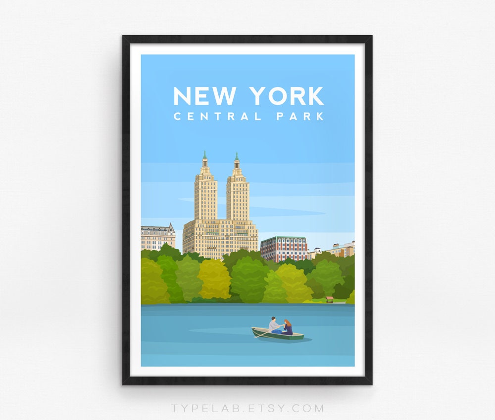 New York, Central Park US Travel Print Typelab