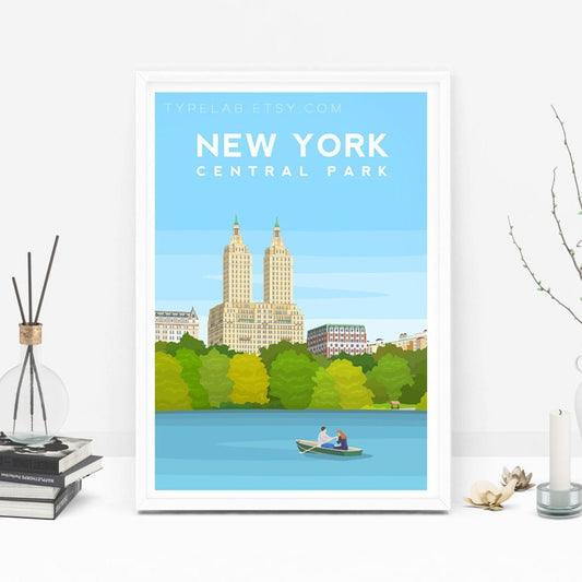 New York, Central Park US Travel Print Typelab
