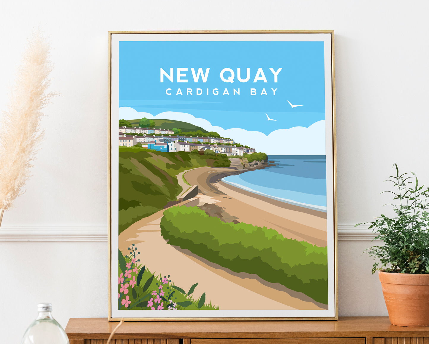 New Quay Print | Cardigan Bay Wales Wall Art by Typelab