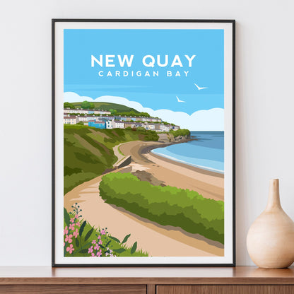 New Quay Print | Cardigan Bay Wales Wall Art by Typelab