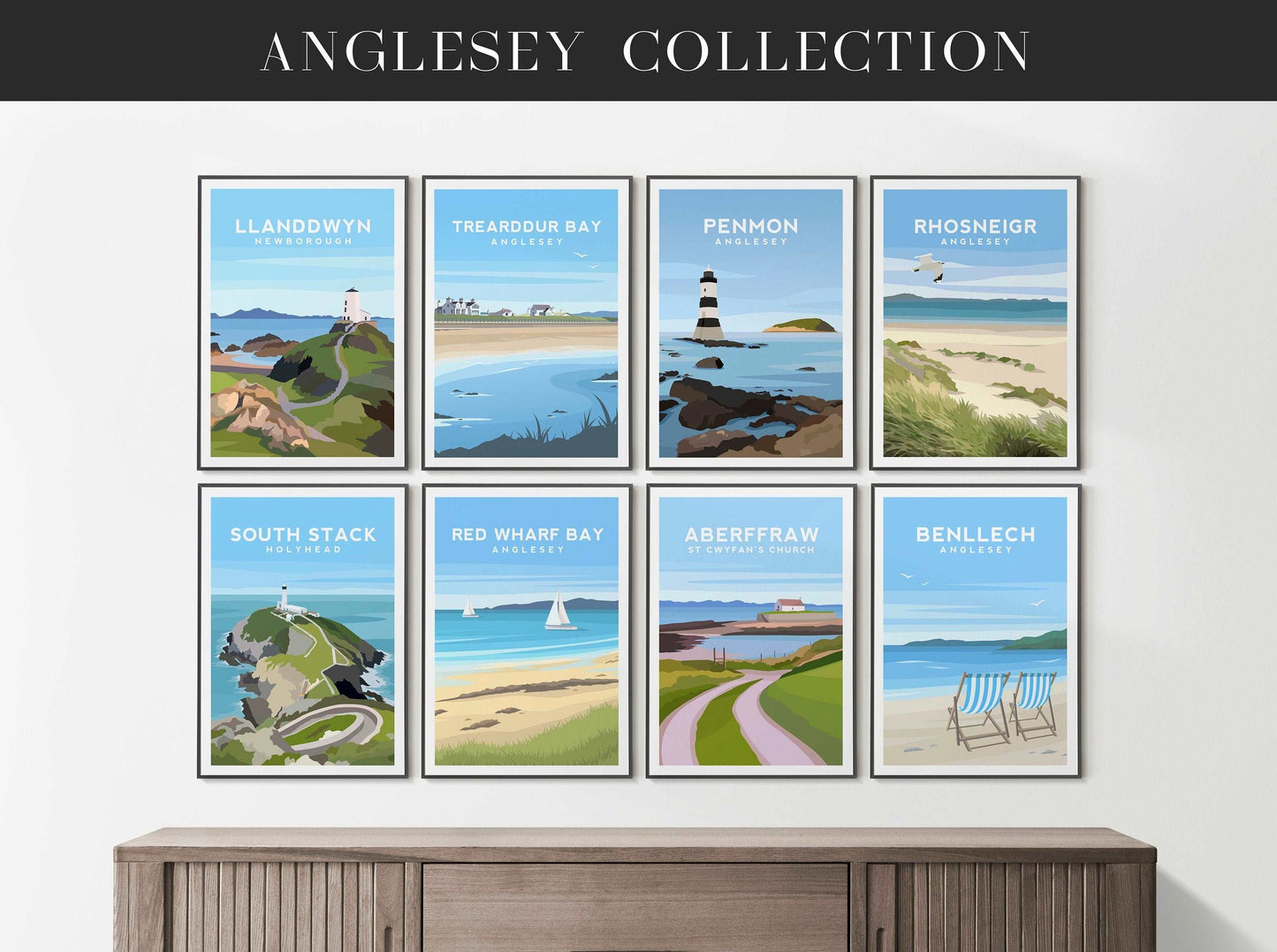 Newborough Beach, Anglesey Wales Travel Print Typelab