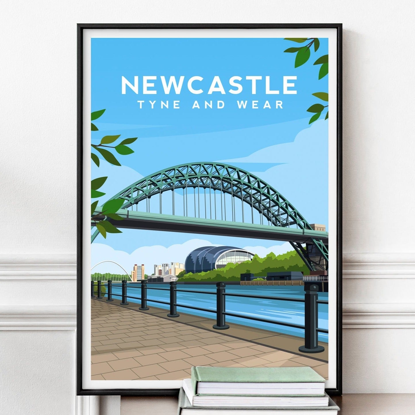 Newcastle Print, Tyne Bridge England Travel Wall Art Typelab