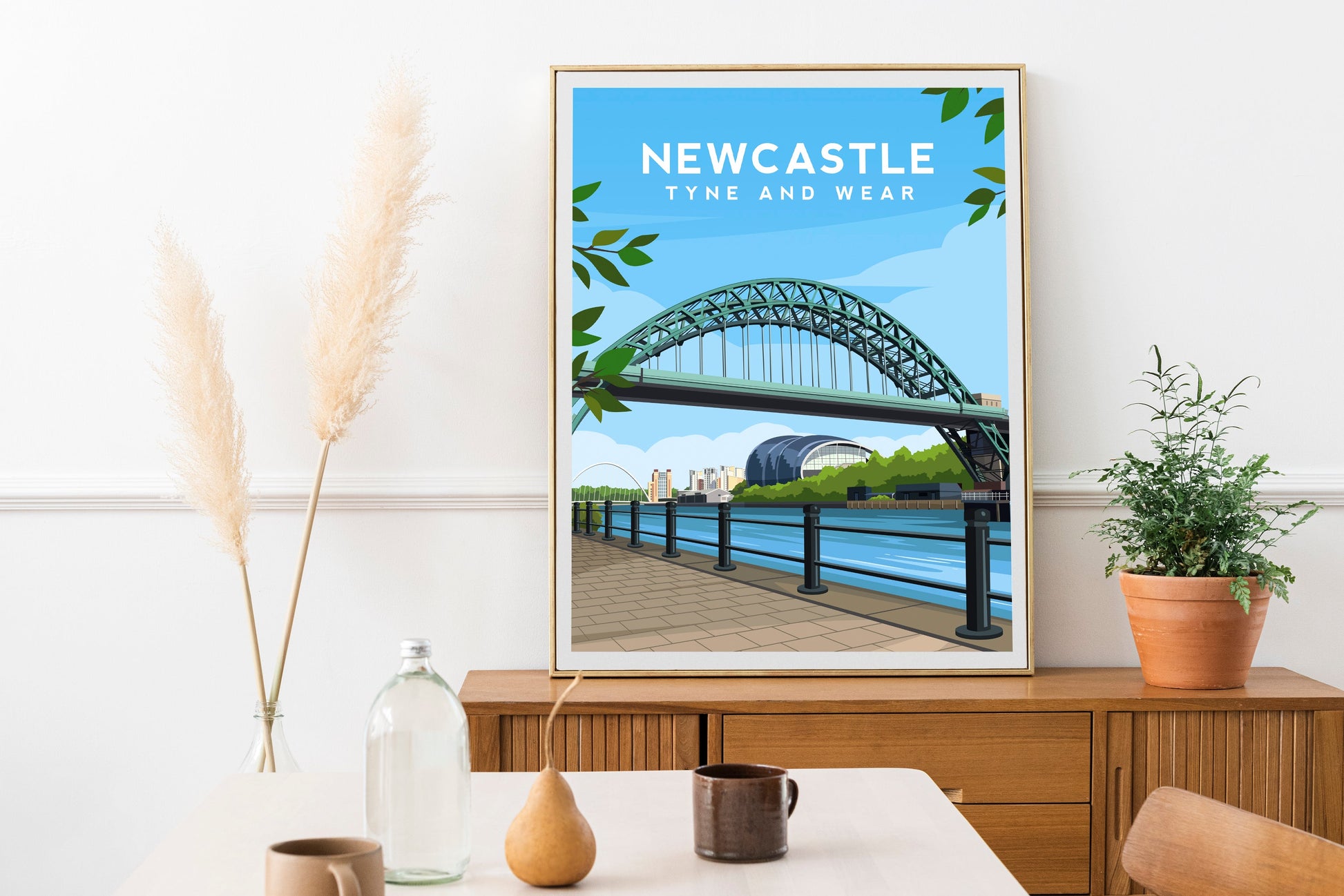 Newcastle Print, Tyne Bridge England Travel Wall Art Typelab